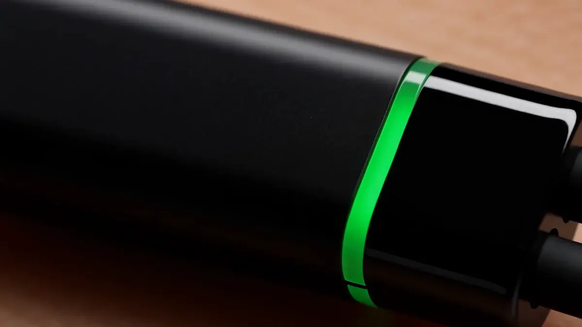 The light ring. Green means it's listening.