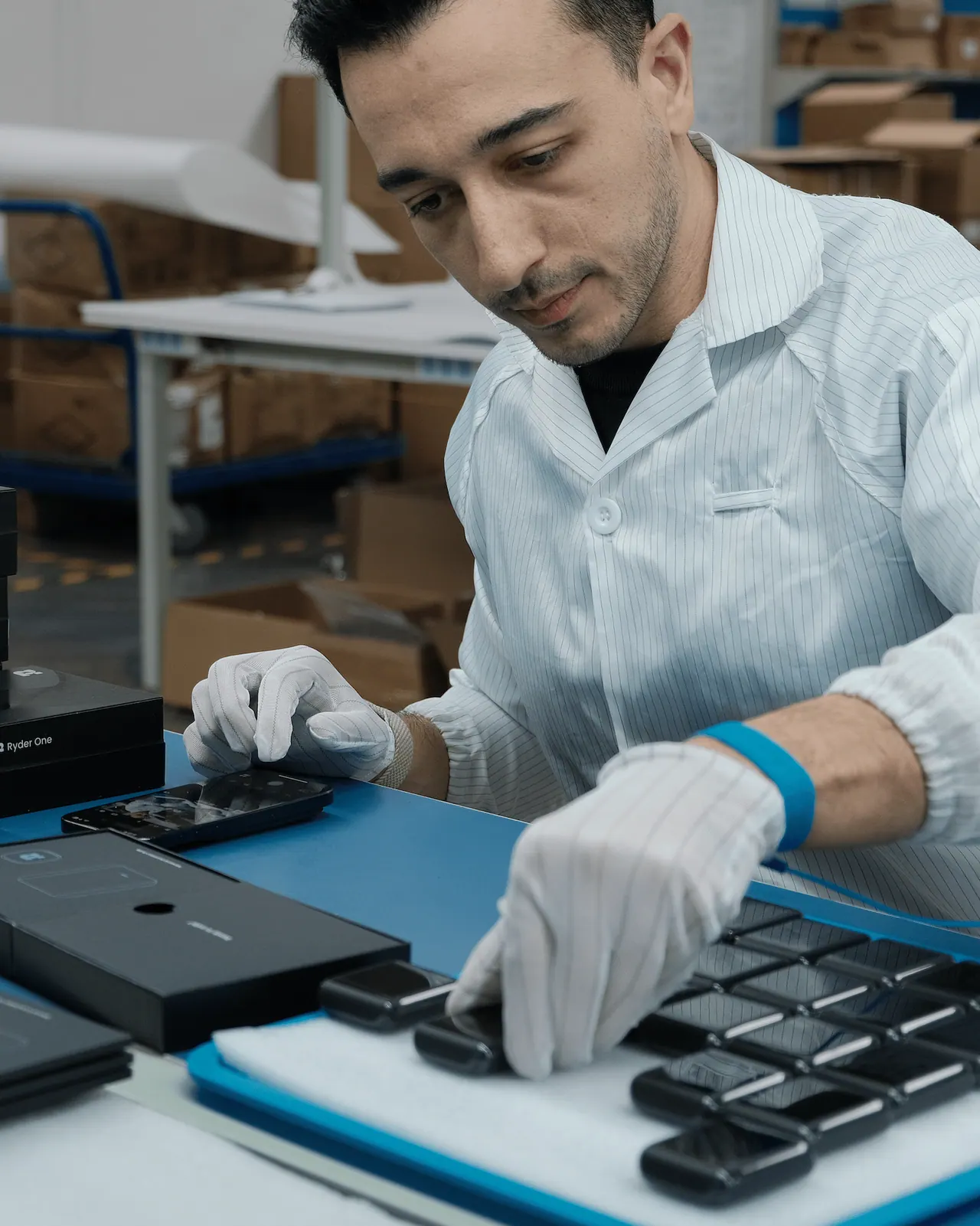 On the line at our assembly partner in Shenzhen, during Ryder One mass production.