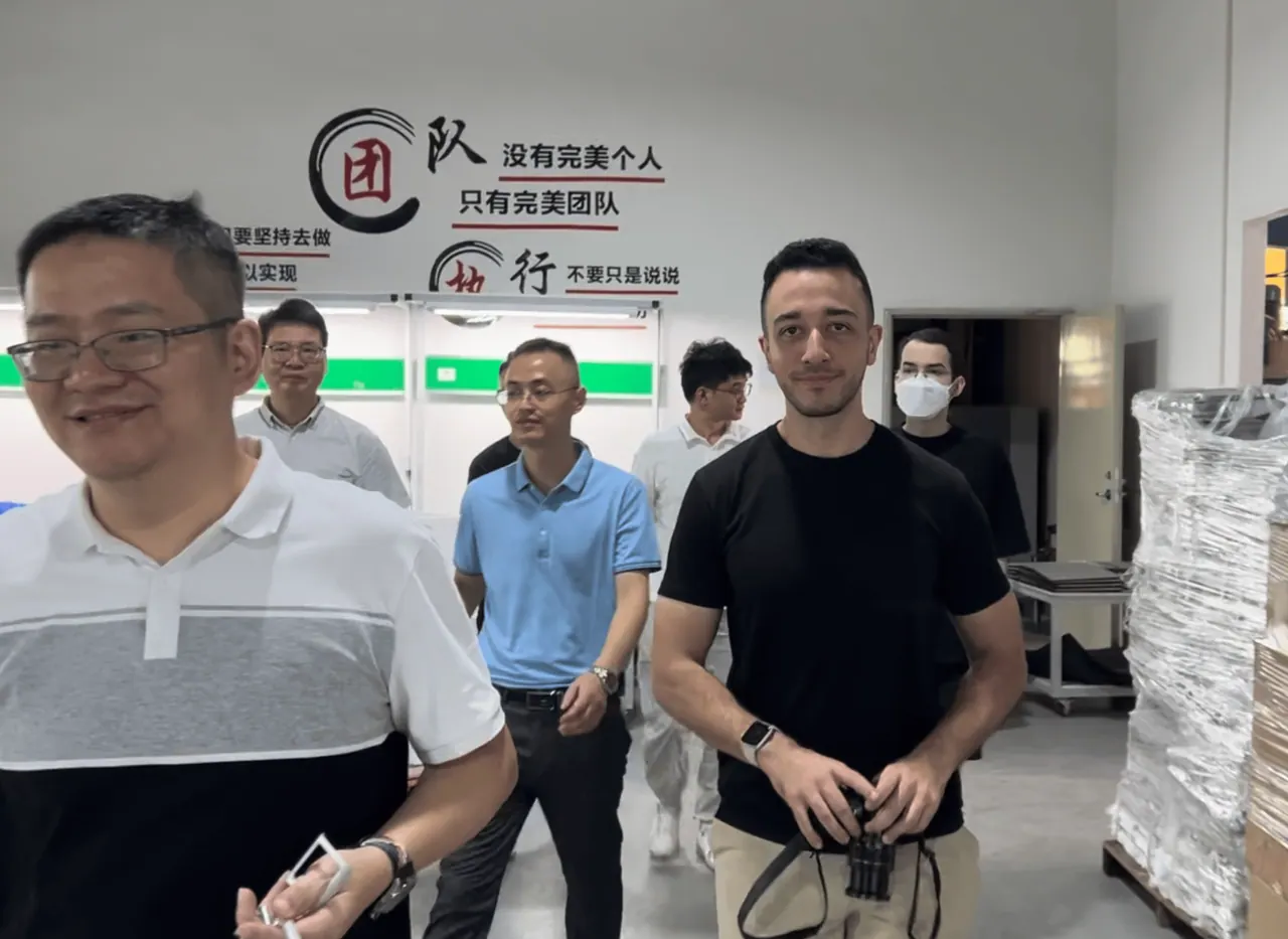 Visiting our assembly partner in Shenzhen.