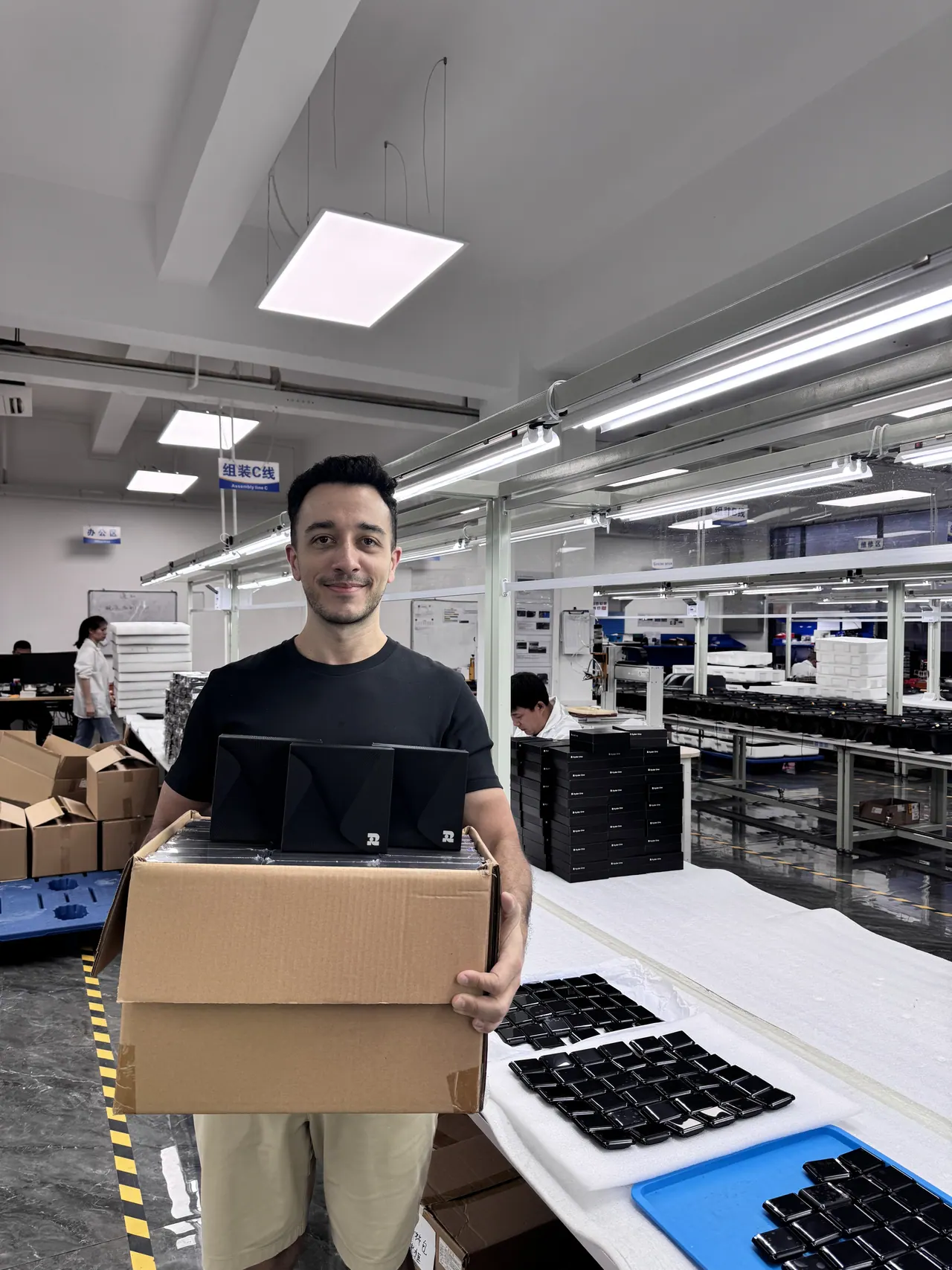First mass-production cartons, straight off the line.