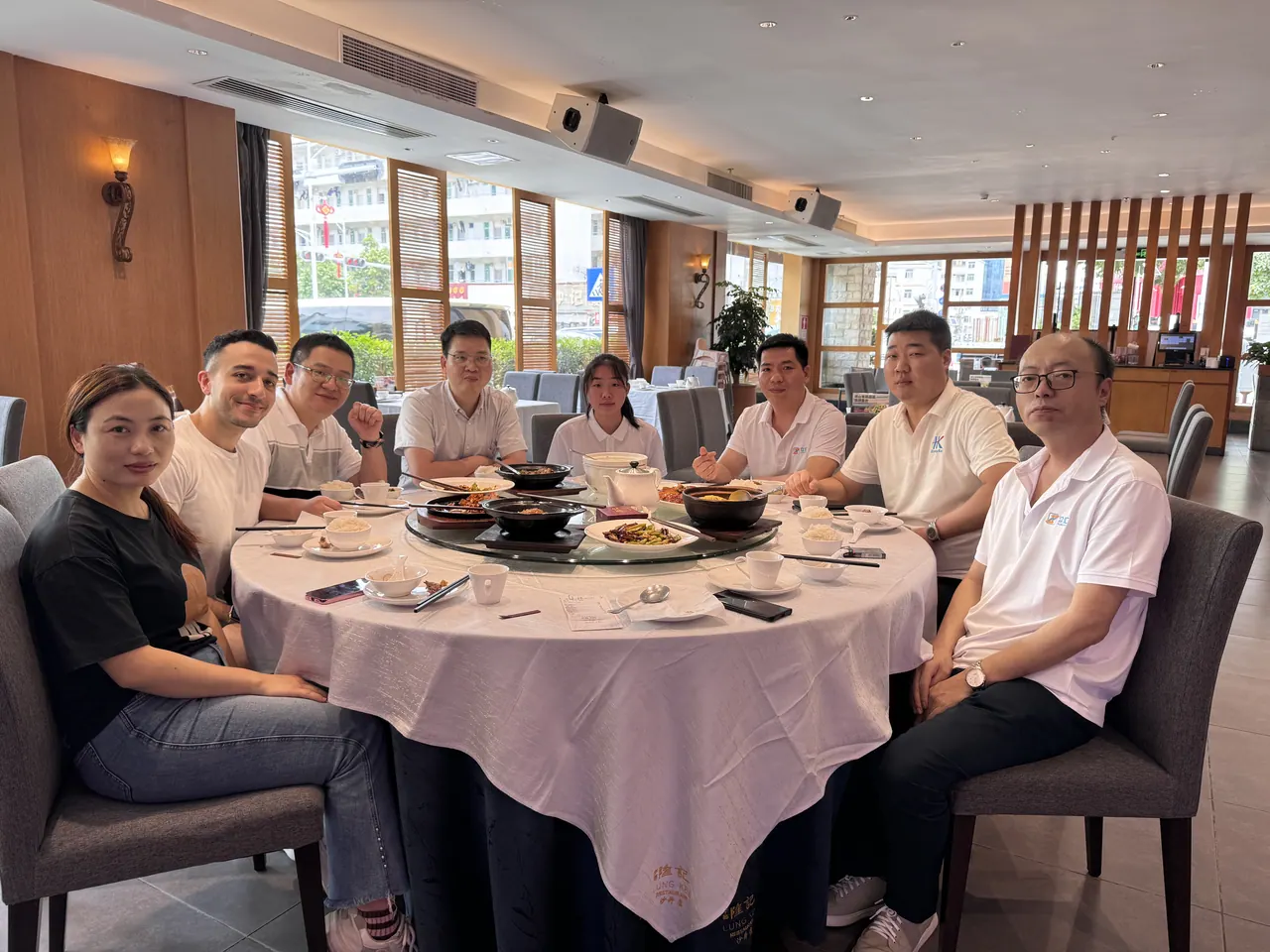 Team dinner after a build.