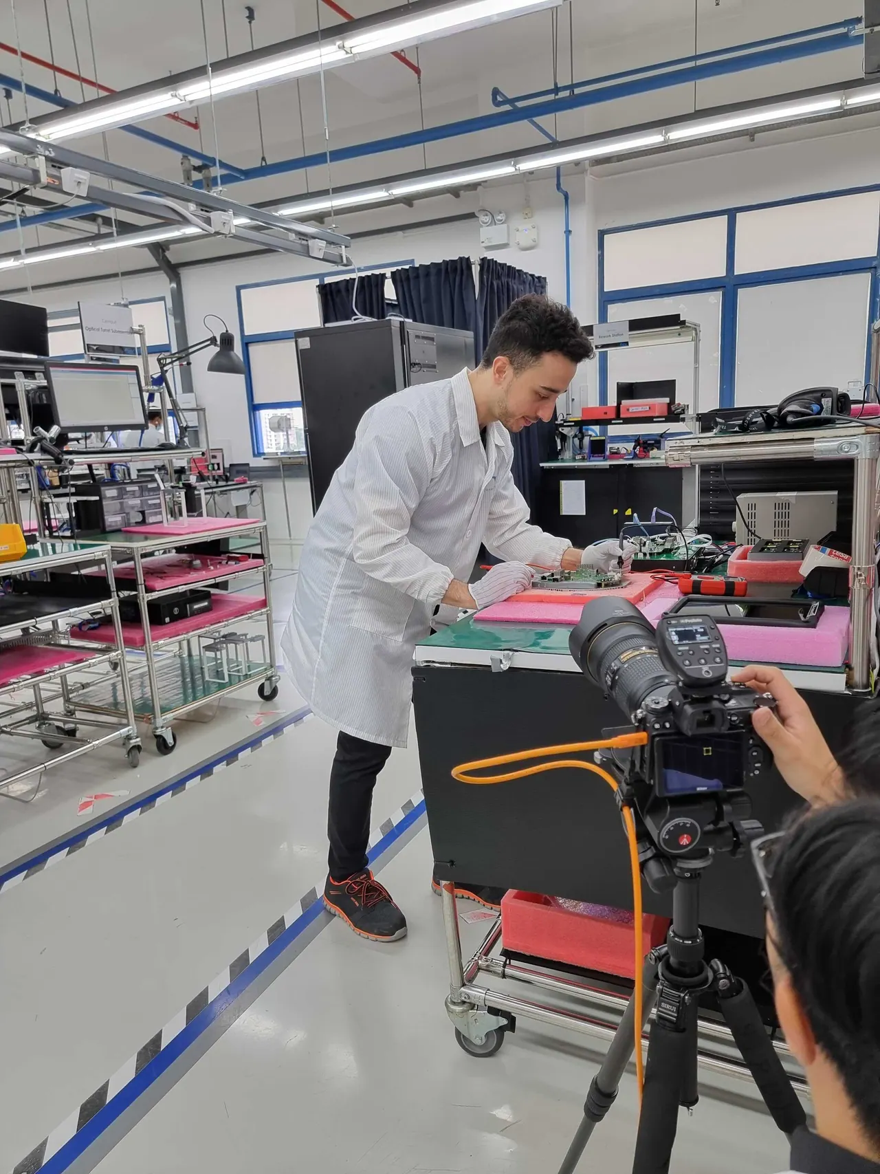 Assembly bench in the lab.